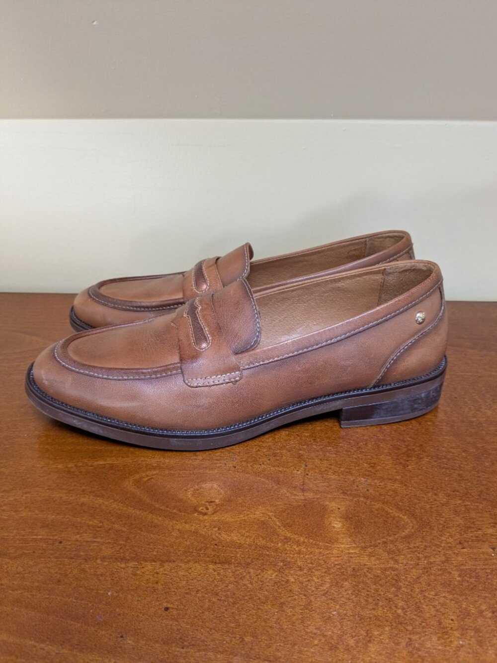 Pikolinos Aldaya Brandy Leather Penny Loafers Womens 8.5 EU 39 Flat Shoes Office